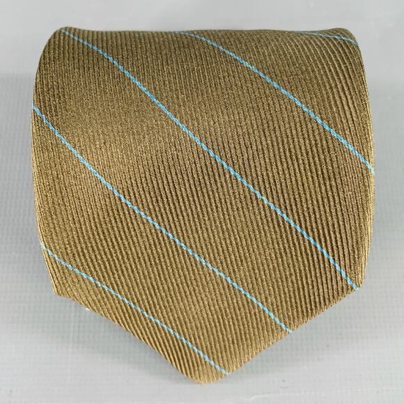 GIORGIO ARMANI Green Blue Diagonal Stripe Silk Tie